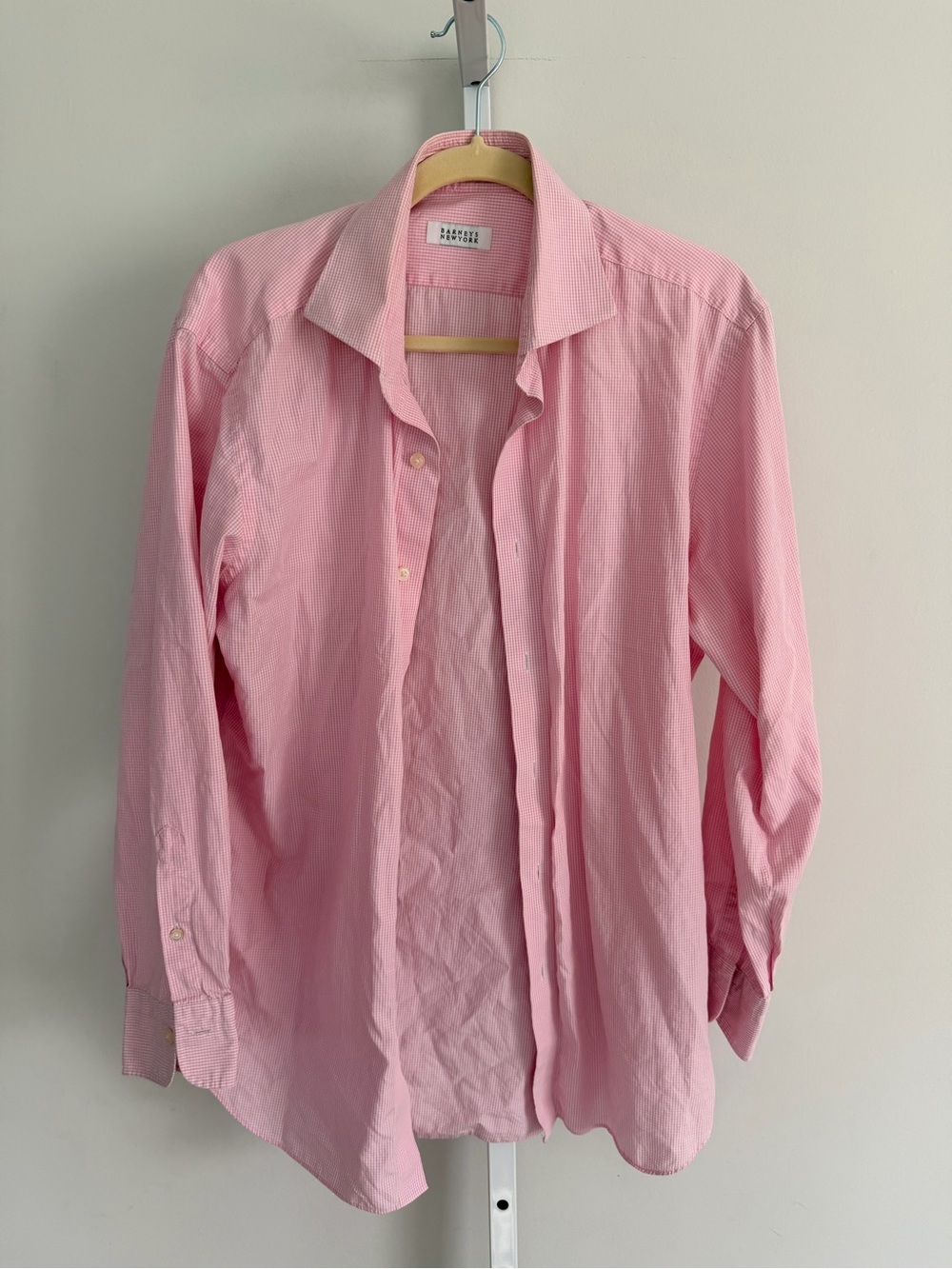 Zara men's pink micro-gingham dress shirt size 16 regular